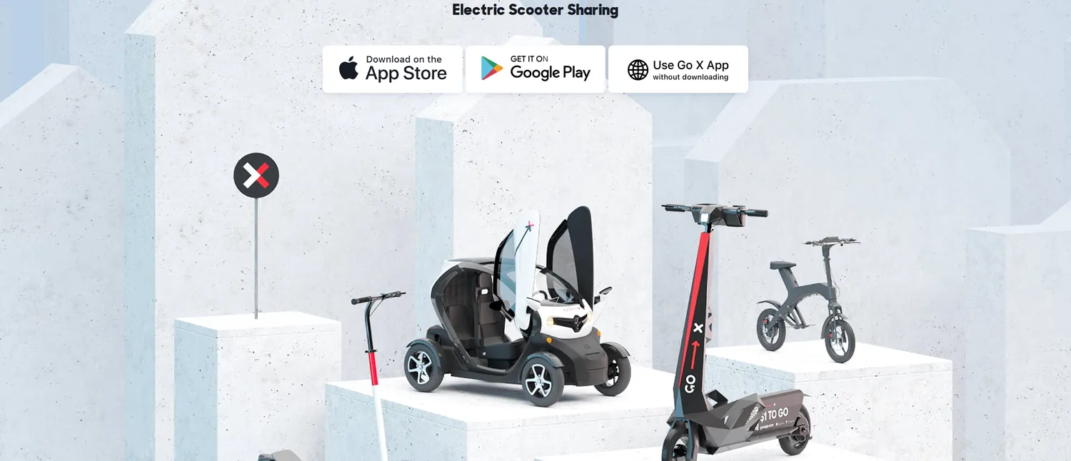 The Go X fleet: electric scooters and vehicles